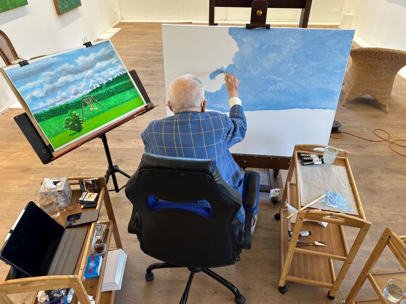 David Hockney painting, Normandy June 2023 © David Hockney / Photo credit: JP Gonçalves de Lima